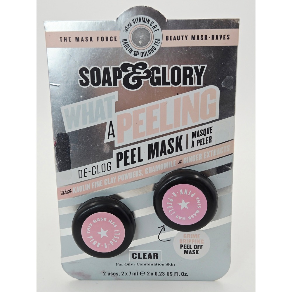 Soap & Glory What A Peeling De-Clog Peel Mask 2 Uses Kaolin Clay Vitamin C E NEW
